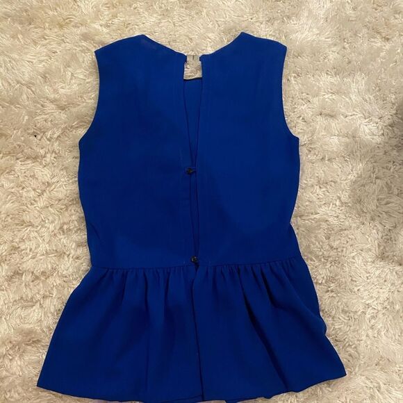 zara royal blue ruffle bottom blouse - Picture 3 of 4